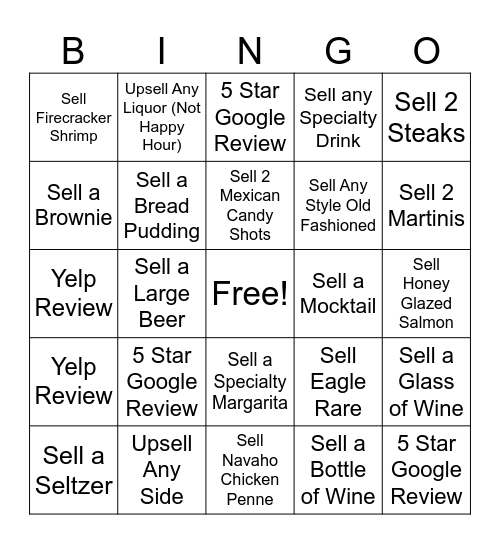 Server Contest Bingo Card
