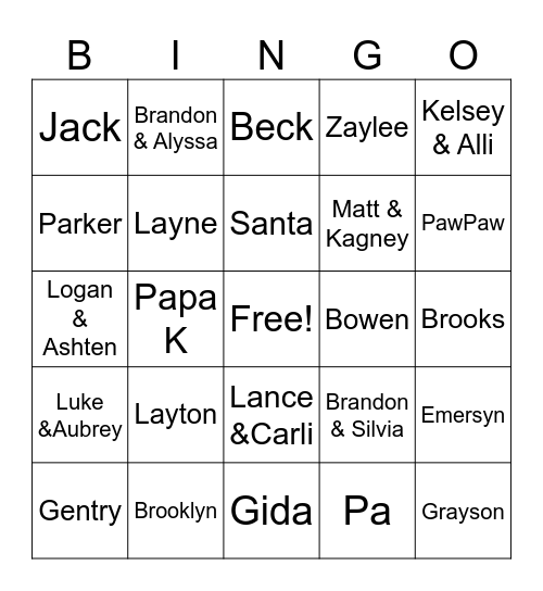 Carlisle Bingo Card