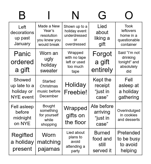 HOLIDAY BINGO Card