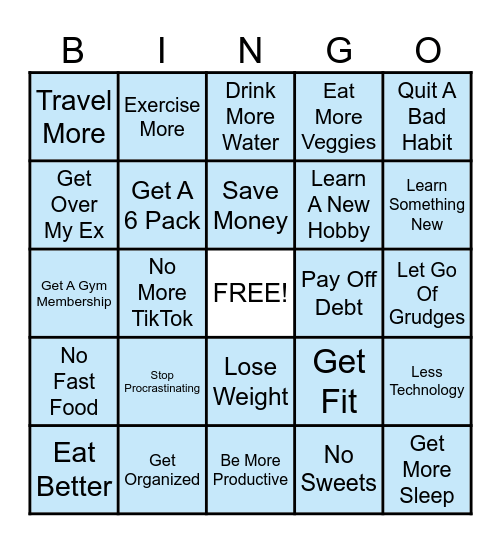 Failed Resolutions Bingo Card