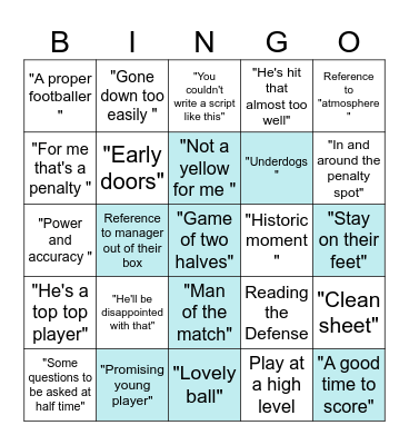 Football  commentators Bingo Card