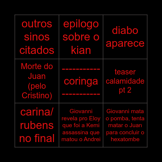 Hexatombe - Último Episódio Bingo Card