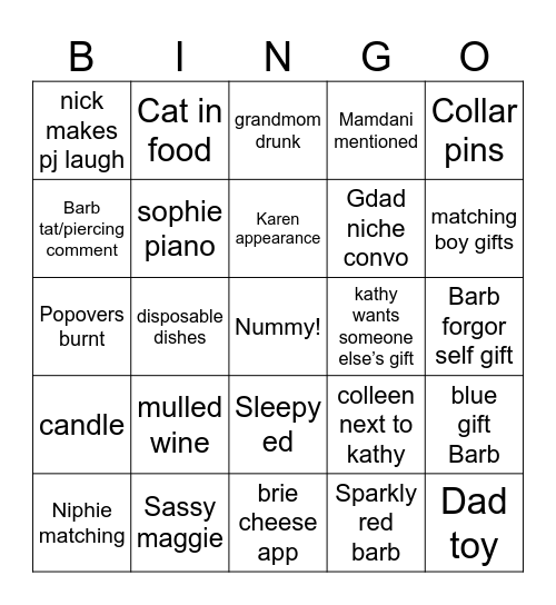Mc-Crimmas 2025 Bingo Card