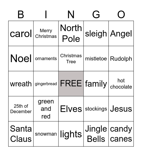 CHRISTMAS BINGO Card