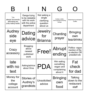 Lazear Lunch Bingo Card