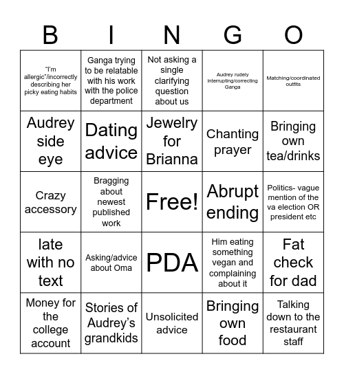 Lazear Lunch Bingo Card
