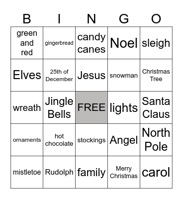 CHRISTMAS BINGO Card
