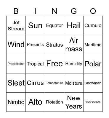 Winter Bingo Card