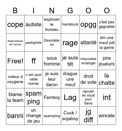 Le m bingo Card
