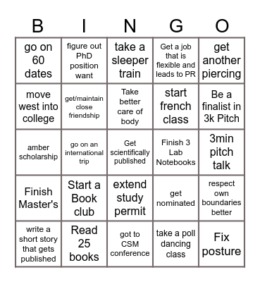 Kylah's 2026 Bingo Card