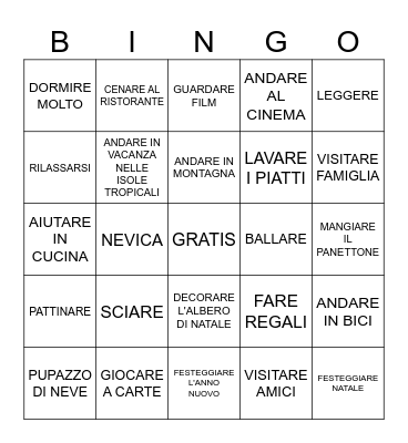 ATTIVITA' INVERNALI Bingo Card