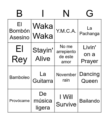 Bingo musical Bingo Card