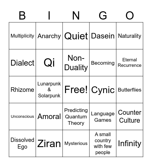 Taoism/Dàojiā Bingo Card