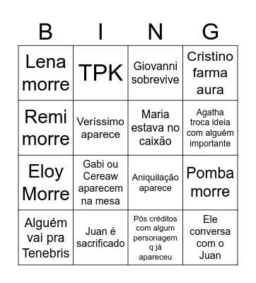 HEXATOMBE EP 10 Bingo Card