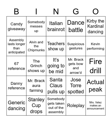 12 Days of Christmas Assembly Bingo Card