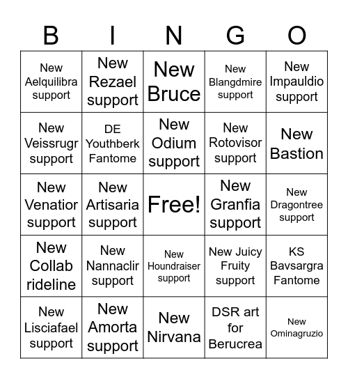 Divinez set 13 prediction Bingo Card