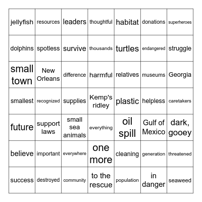 Kids to the Rescue! Bingo Card