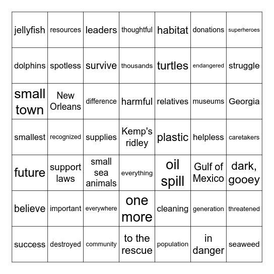 Kids to the Rescue! Bingo Card