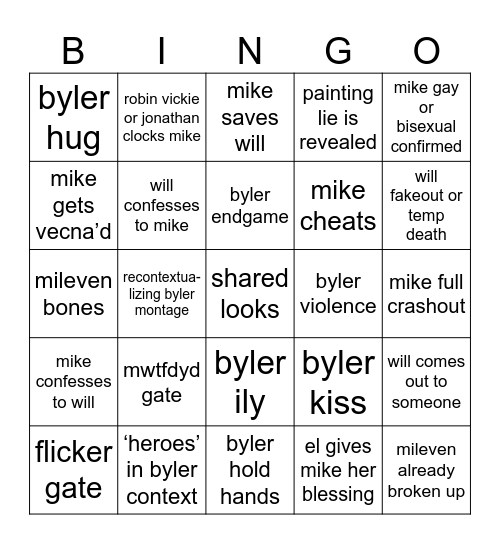 byler bingo Card