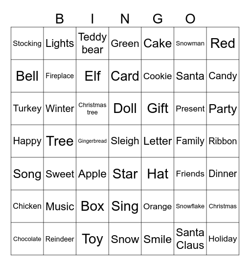 Christmas Bingo Card