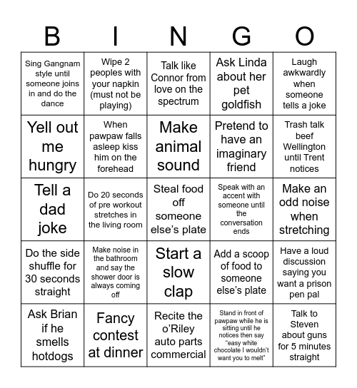 Bode challenges Bingo Card