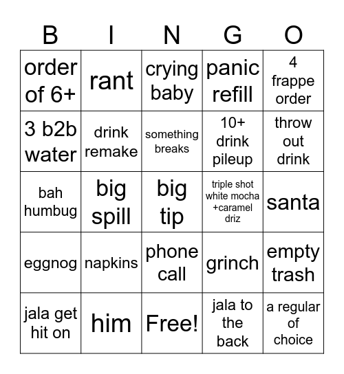 XMAS EVE 2025 SBUCKZ Bingo Card