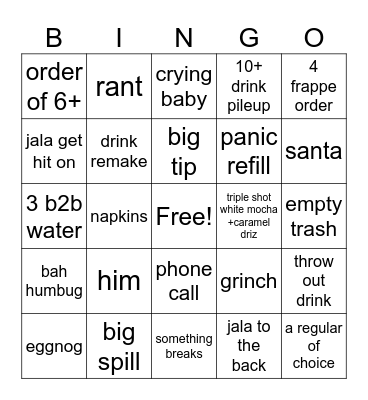 XMAS EVE 2025 SBUCKZ Bingo Card