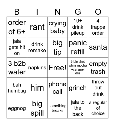 XMAS EVE 2025 SBUCKZ Bingo Card