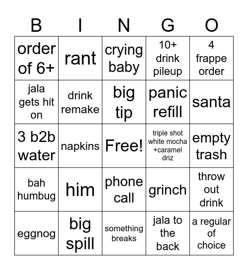 XMAS EVE 2025 SBUCKZ Bingo Card