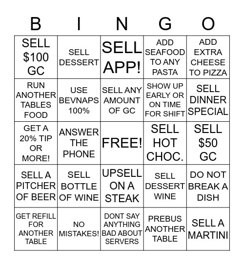 SERVER BINGO Card