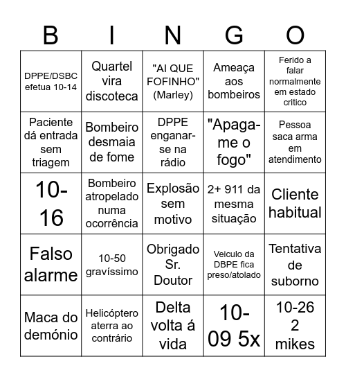 Bingo DBPE Bingo Card