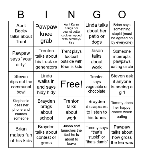 Bode official bingo Card