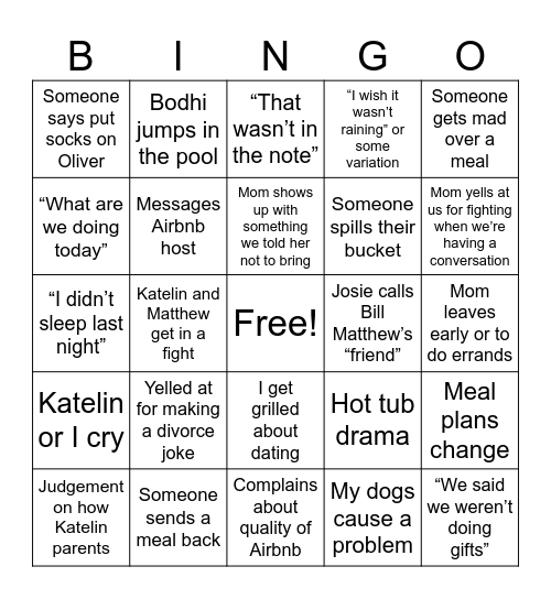 Christmas Bingo Card