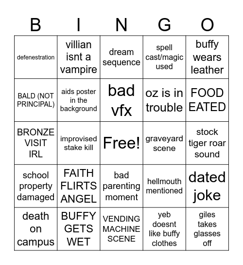 BUFFY PT.1 Bingo Card