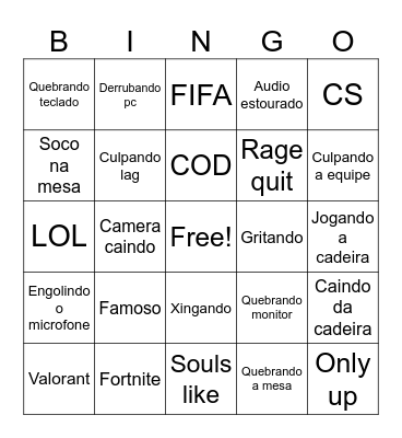 rage Bingo Card
