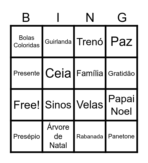 BINGO NATALINO Bingo Card