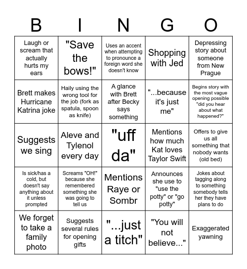 Rebecstime Bingo Card