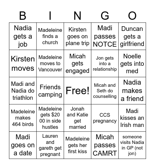 2026 Bingo Card