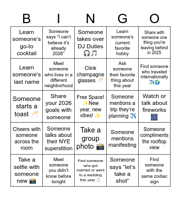 NYE BINGO Card