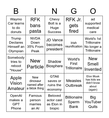 2026 Bingo Card