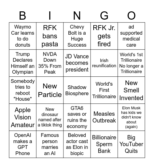 2026 Bingo Card