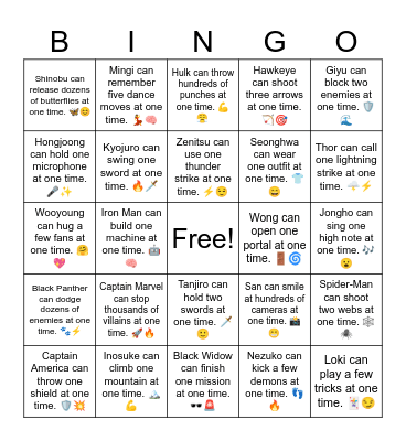 B19 L5 Hulk can throw many punches at one time. 💪😤 Bingo Card