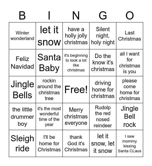 kerst bingo Card
