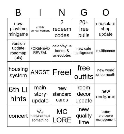 LADS 5.0 LIVESTREAM Bingo Card