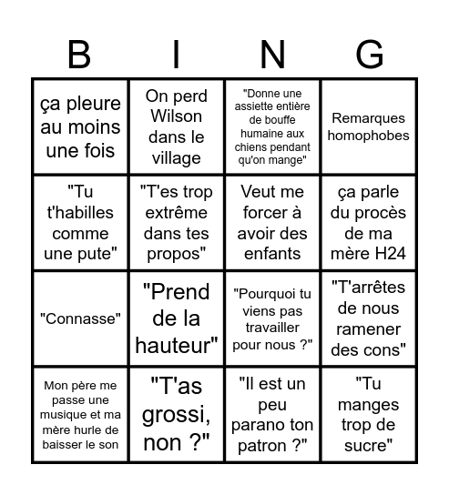 Noël à 3 Bingo Card