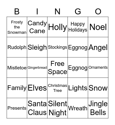 Holiday Bingo Card