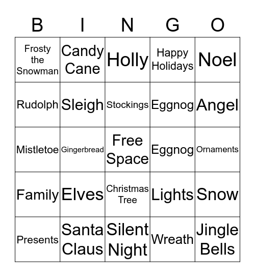 Holiday Bingo Card