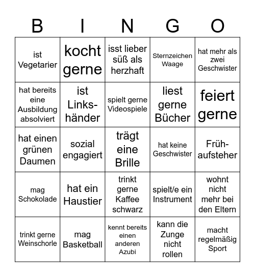 Kennenlern-Bingo Card
