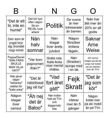 Kalle Anka och hans vänner önskar er en god Bingo Card