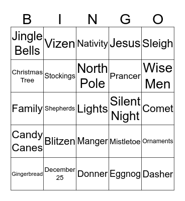 Christmas Bingo Card
